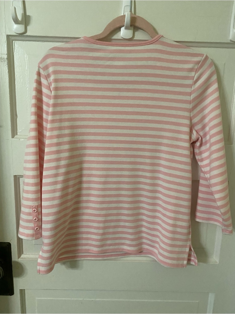Allison Daley Pink & White Striped Button-Detail Top (Petite Small) - Picture 6 of 7